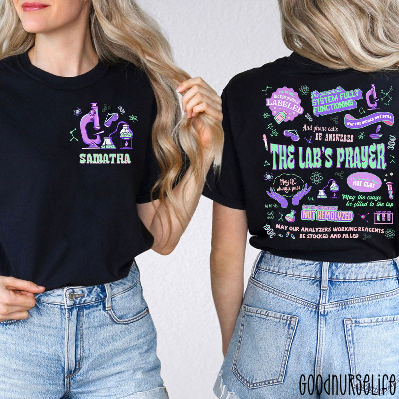 Personalized Name The Lab's Prayer Lab Tech Two Sided T-Shirt