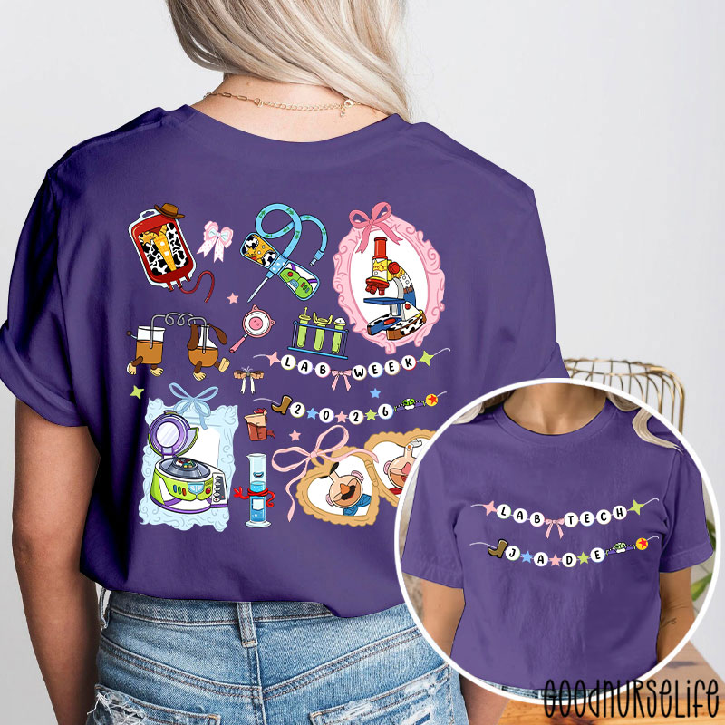 Personalized Name Lab Tech Infinity Patients Two Sided T-Shirt