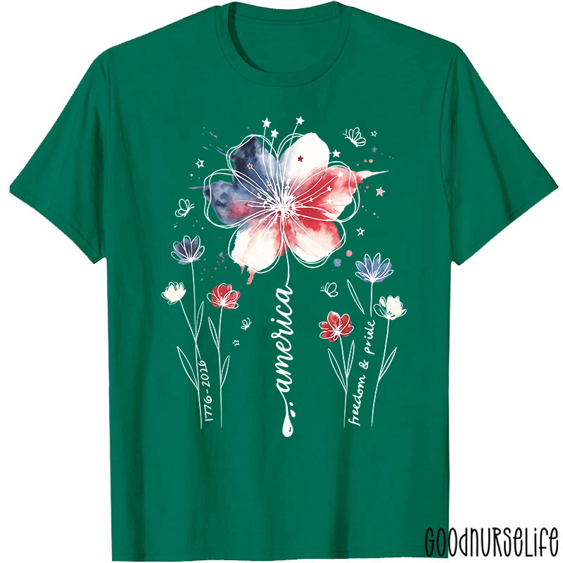 1776-2026 America Freedom And Pride Nurse T-Shirt