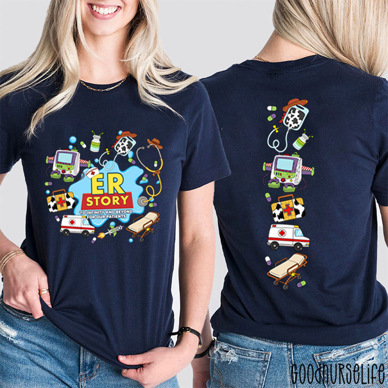 Medical Doodle Front And Back Nurse Two Sided T-Shirt