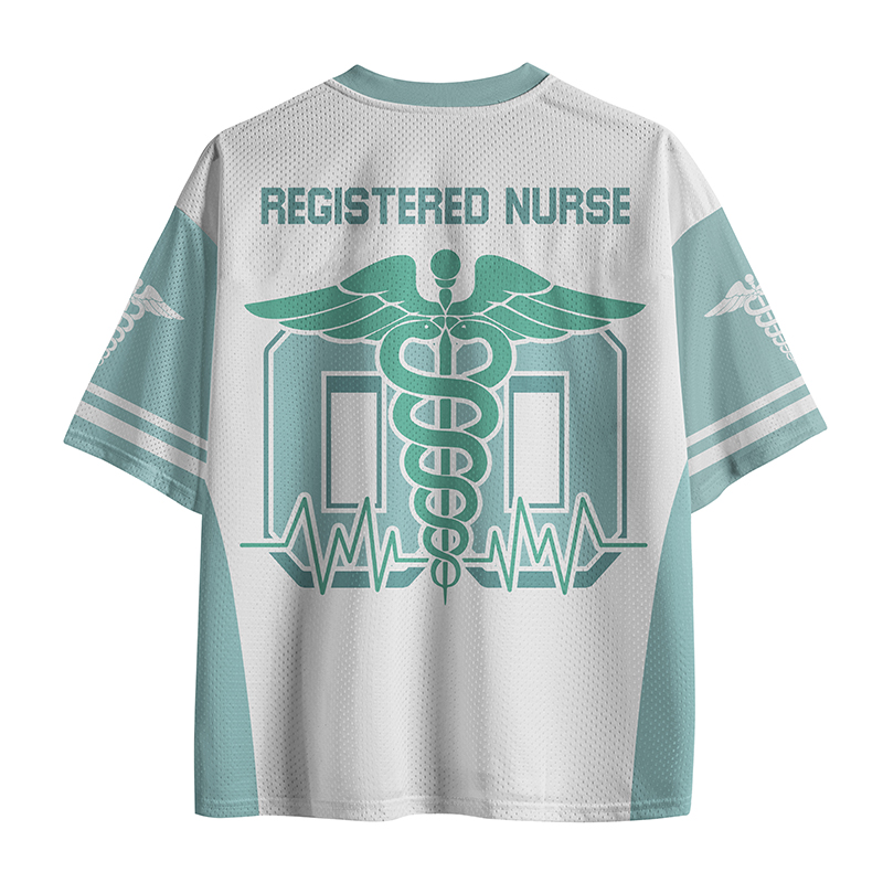 Personalized Number Double Snake Caduceus RN Nurse Mesh Jersey
