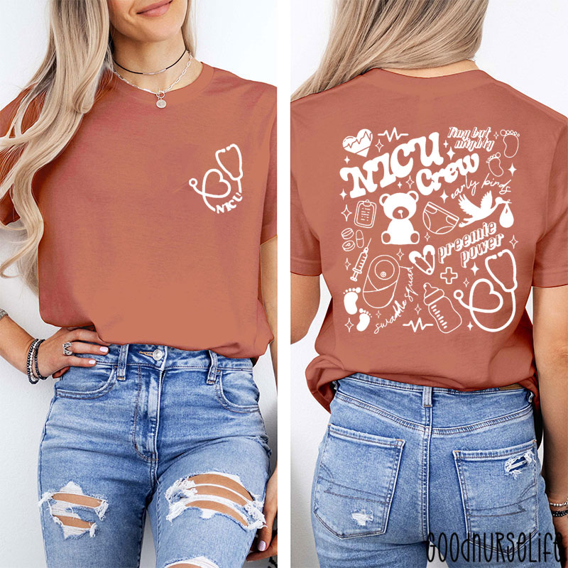 NICU Crew Preemie And Medical Elements Two Sided T-Shirt