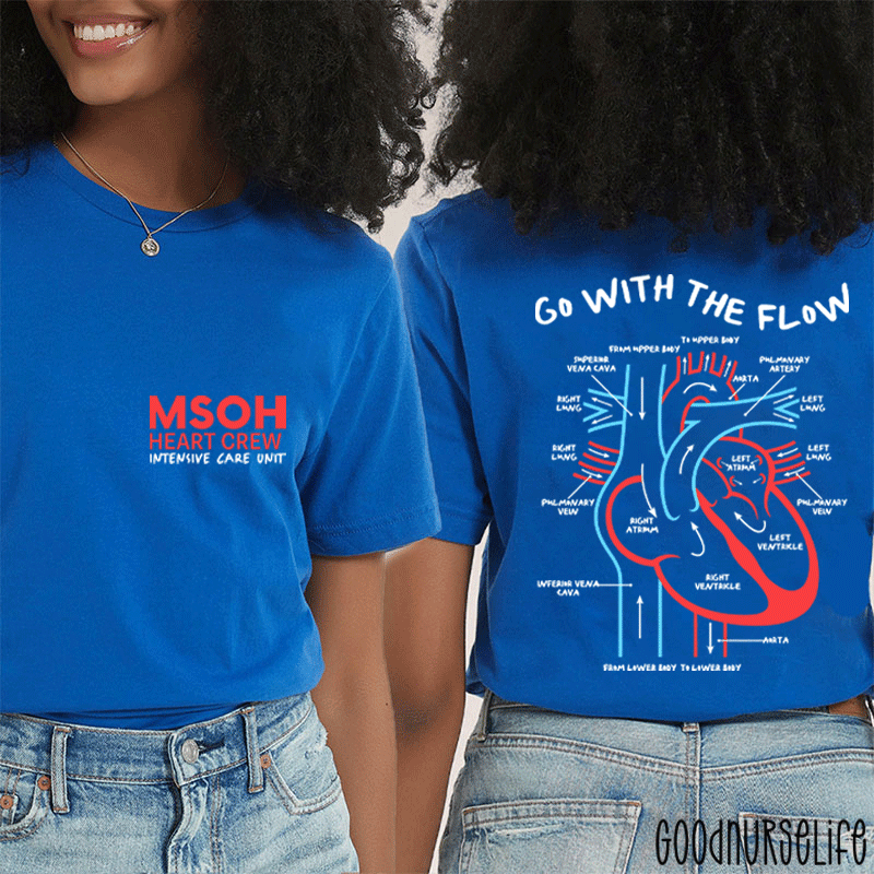 Personalized Cardiac Flow Diagram Nurse Two Sided T-Shirt