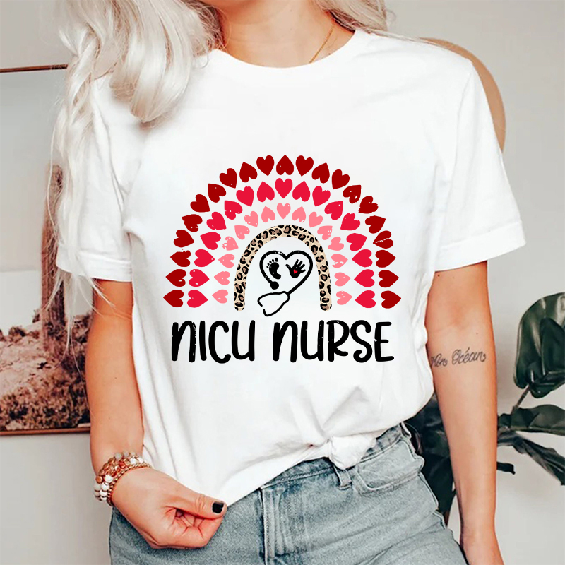 Heart Rainbow Nicu Nurse T-Shirt