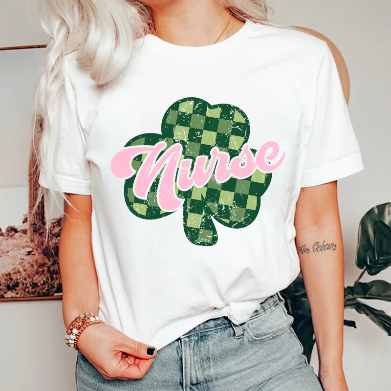 Pink Shamrock Nurse T-Shirt