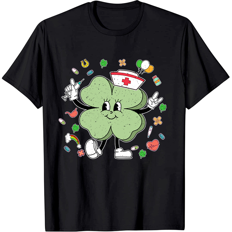 St Patricks Day Cute Clover Nurse T-Shirt