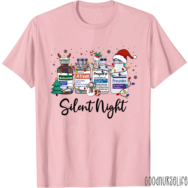 Silent Night Funny Medical Christmas Nurse T-shirt