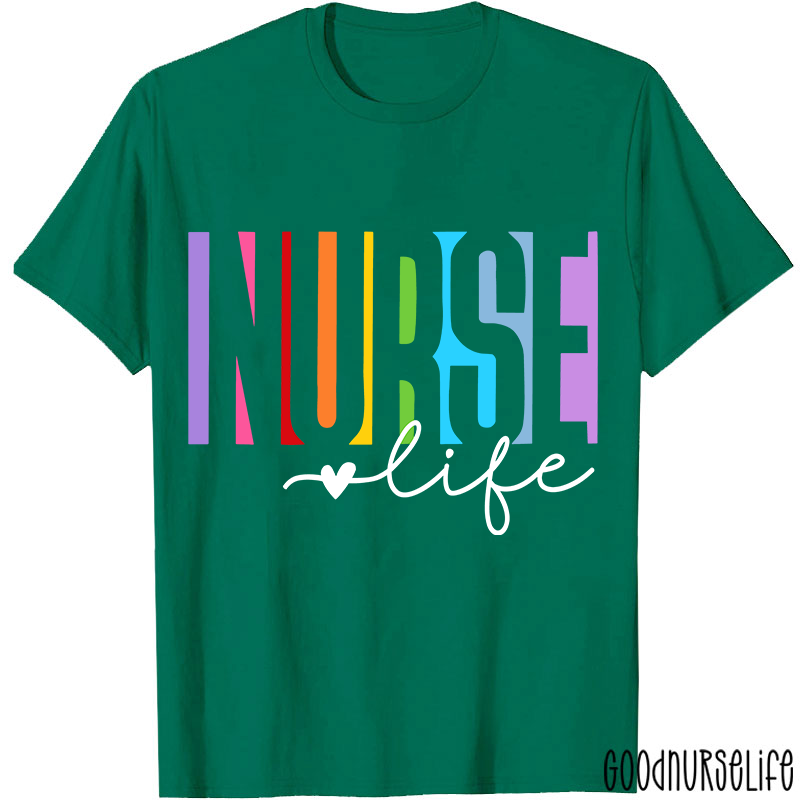 Colorful Nurse Life Heart Nurse T-Shirt