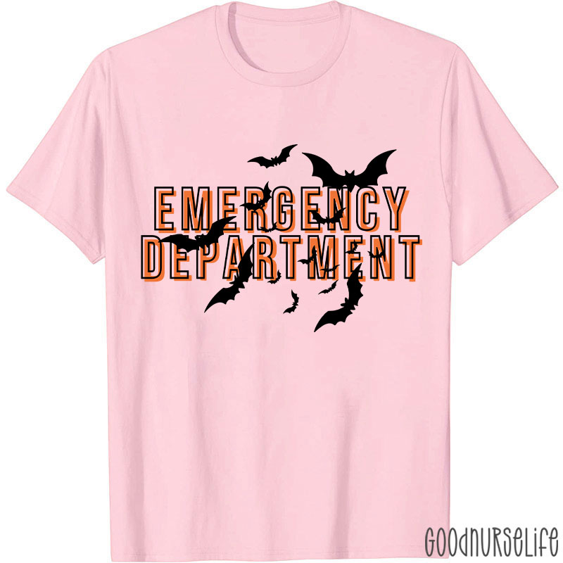 Halloween Bat Emergency Department Nurse T-Shirt