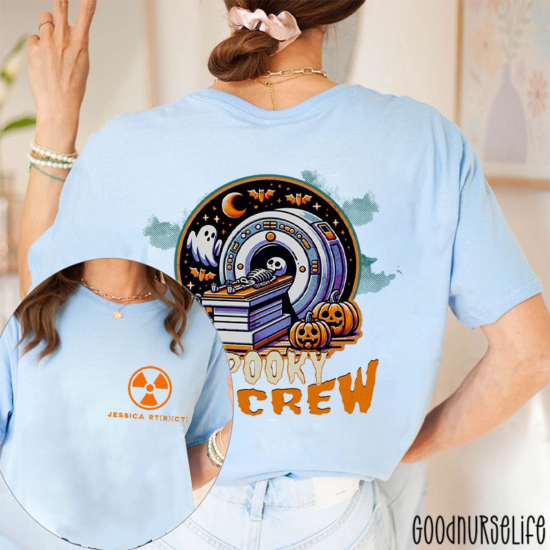 Personalized Halloween Radiology Spooky CT Crew Two Sided T-Shirt