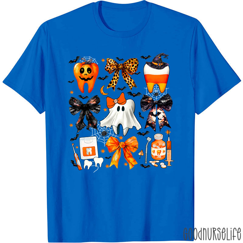 Halloween Spooky Tooth Dental And Bows T-Shirt