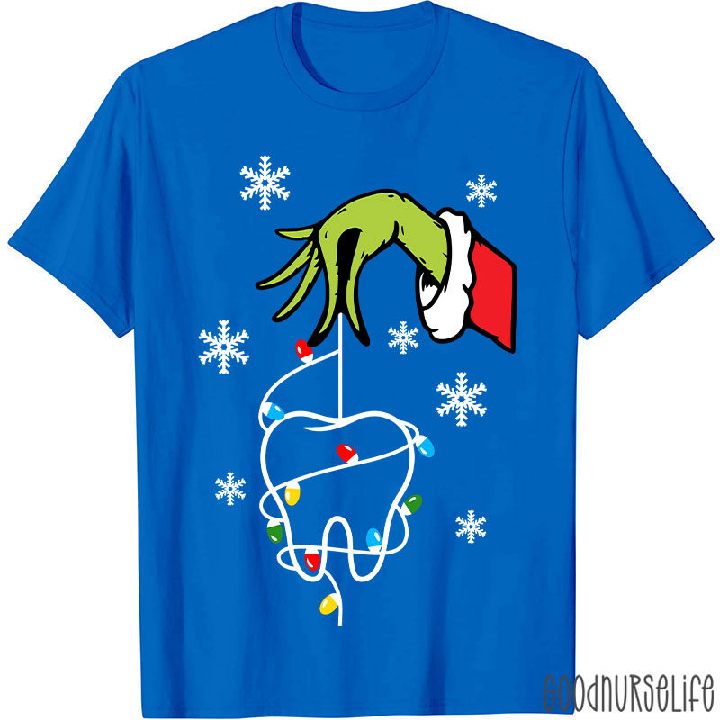 Santa Hand Holding A Tooth Take Care Of Your Teeth T-Shirt