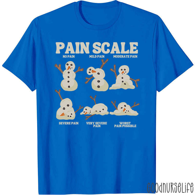 Snowman Pain Scale Festive Nurse T-Shirt