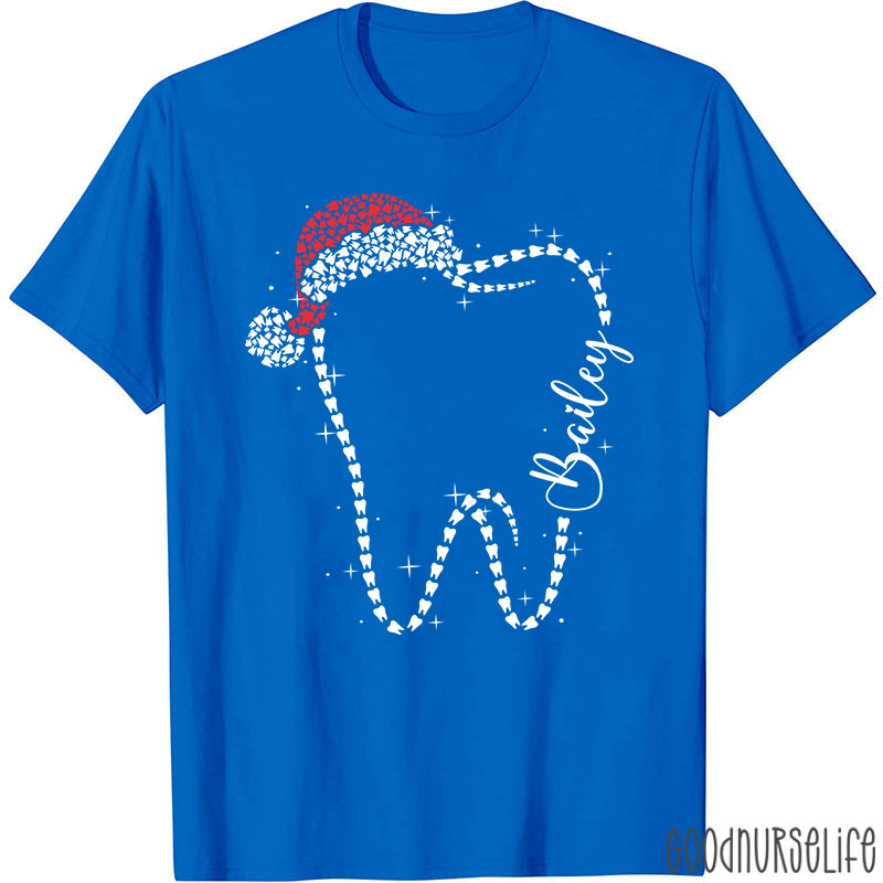 Personalized Festive Tooth Santa Hat T-Shirt