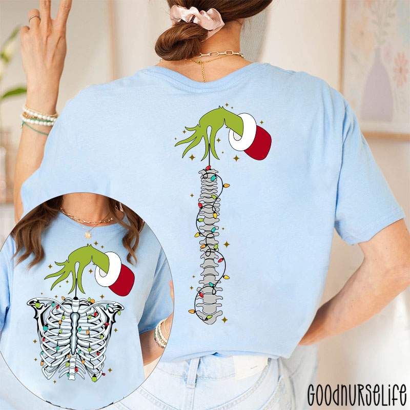 Hand With Festive Spine Lights Two Sided T-Shirt