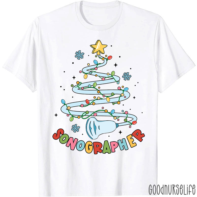 Sonographer Christmas Tree Nurse T-shirt