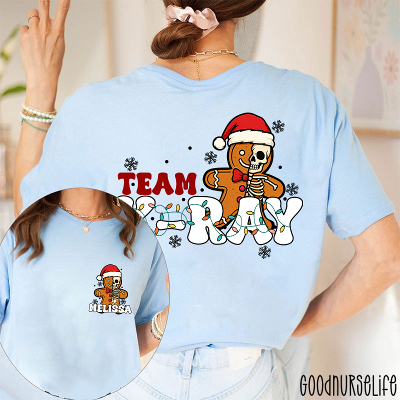 Personalized Skeleton Gingerbread Team X-Ray Two Sided T-Shirt