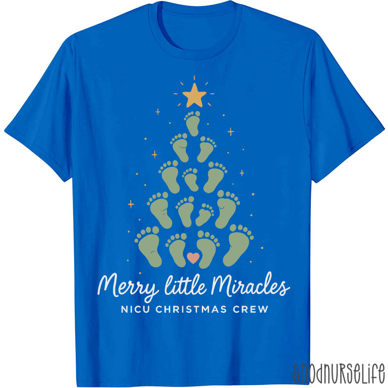 Merry Little Miracles Nicu Christmas Crew T-Shirt