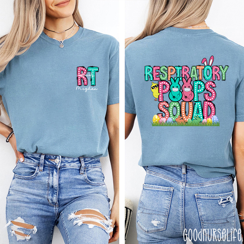 Personalized Easter Respiratory Therapist Two Sided T-Shirt