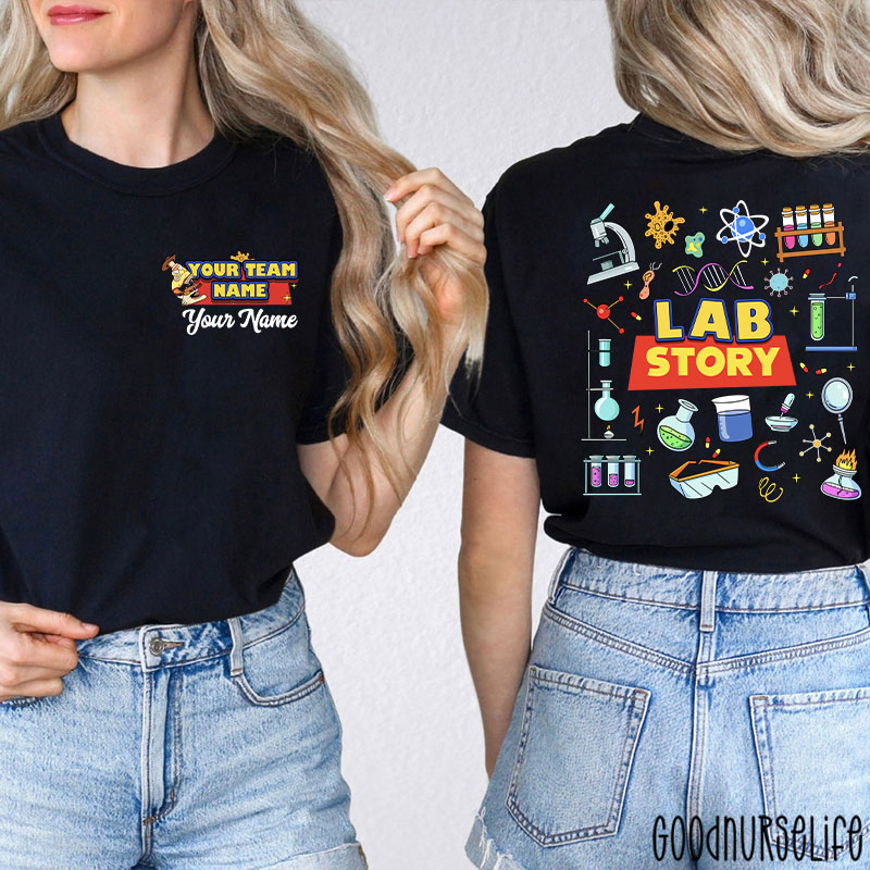 Personalized Name LAB Story Laboratory Stuffs Two Sided T-Shirt