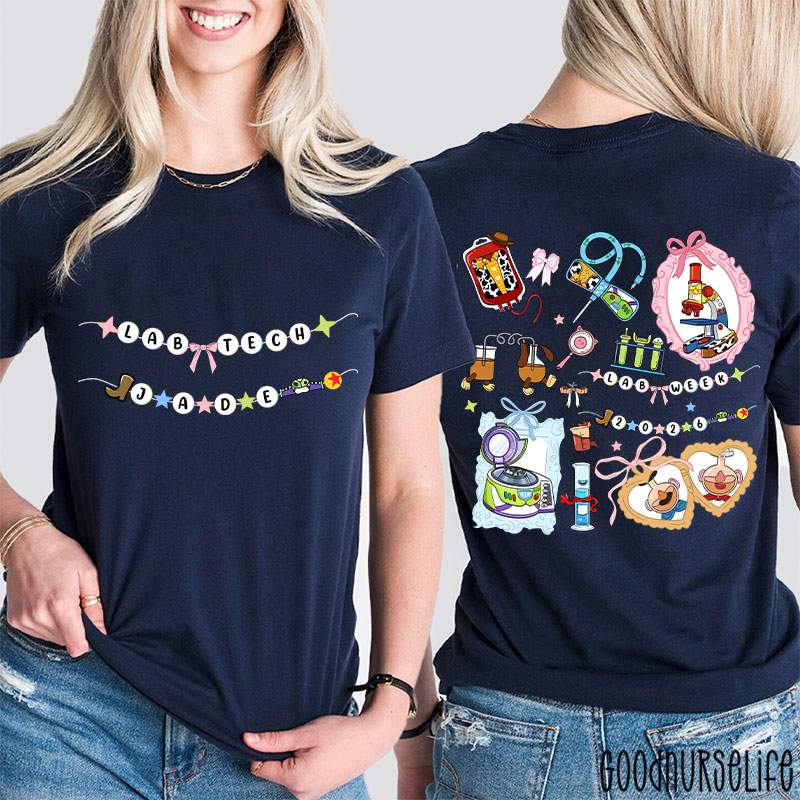 Personalized Name Lab Tech Infinity Patients Two Sided T-Shirt