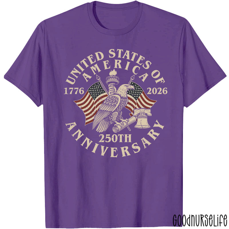 United States Of America 250th Anniversary Nurse T-Shirt