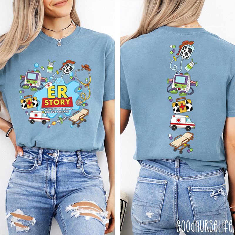 Medical Doodle Front And Back Nurse Two Sided T-Shirt