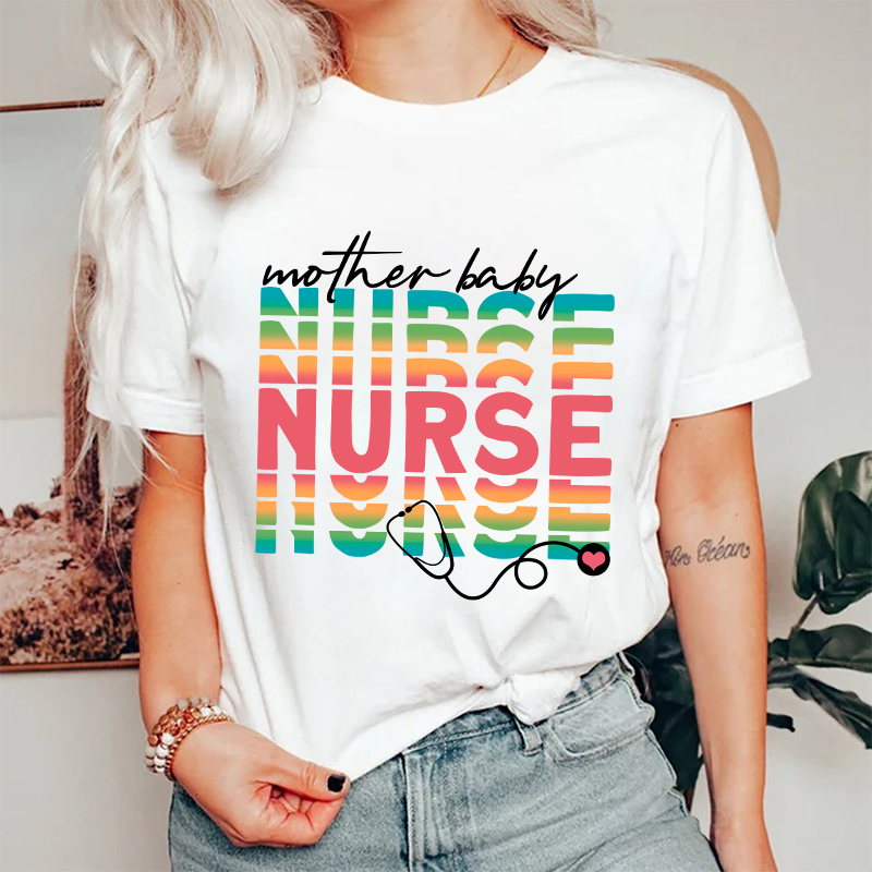 Mother Baby Stethoscope Nurse T-Shirt