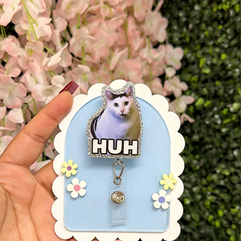 Huh Funny Cat Meme Nurse Badge Reel