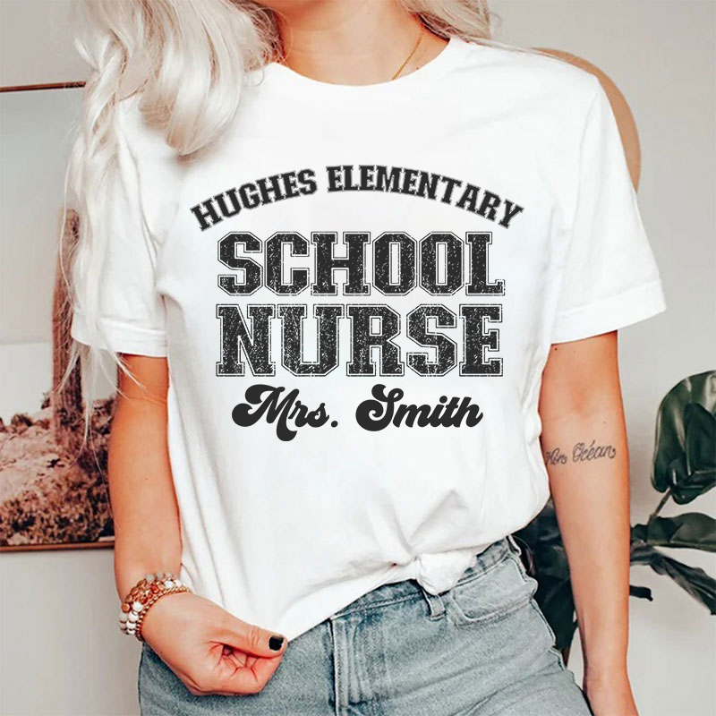 Personalized Retro Style School Nurse T-Shirt