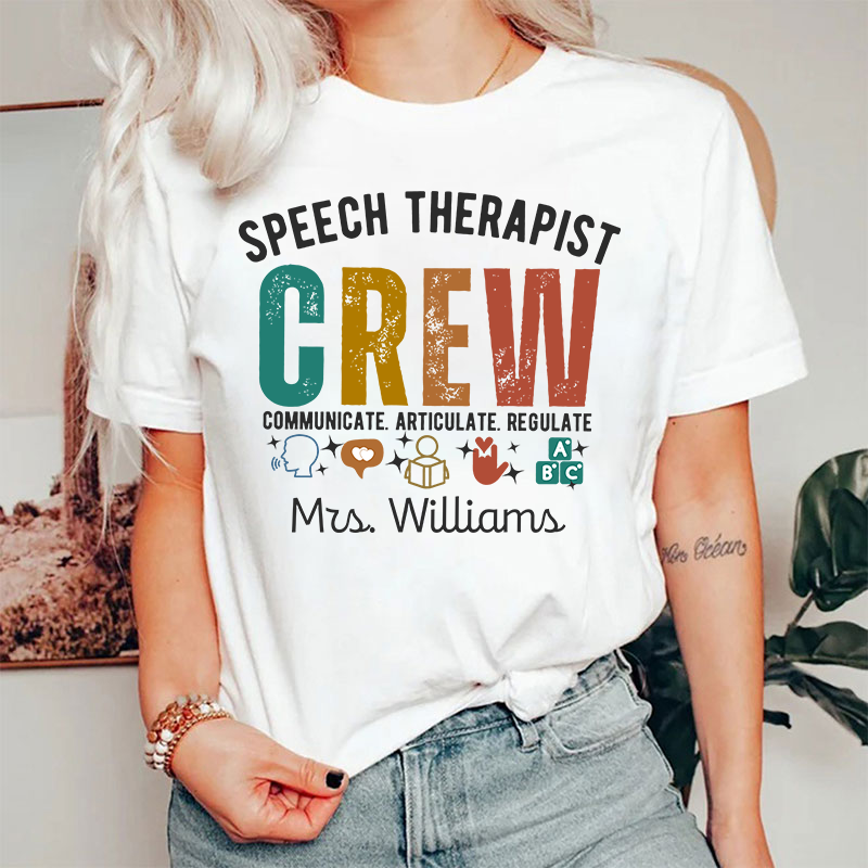 Personalized Speech Therapist Crew T-Shirt