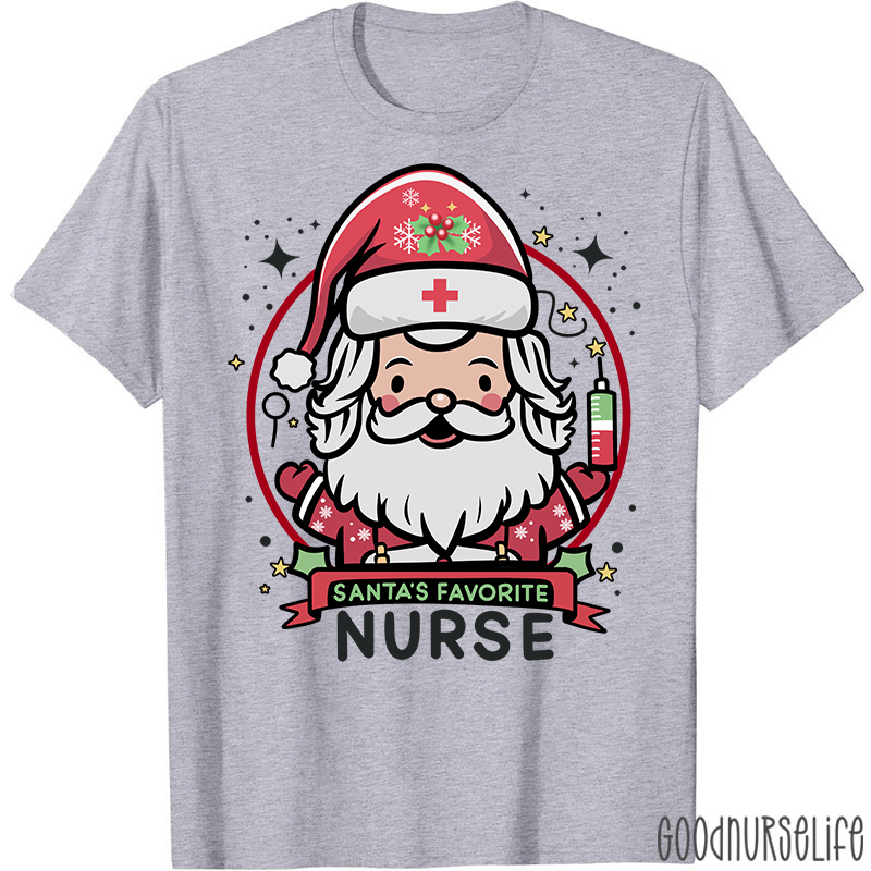 Santa's Favorite Nurse Christmas T-Shirt