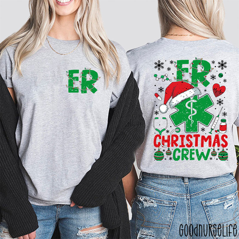 Festive Emergency Department Holiday Two Sided T-Shirt