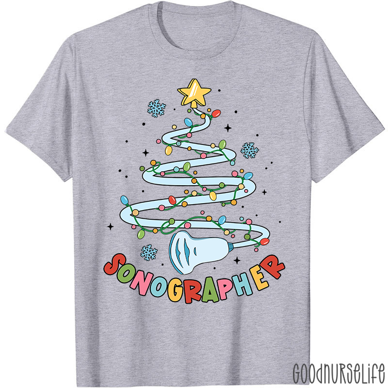 Sonographer Christmas Tree Nurse T-shirt