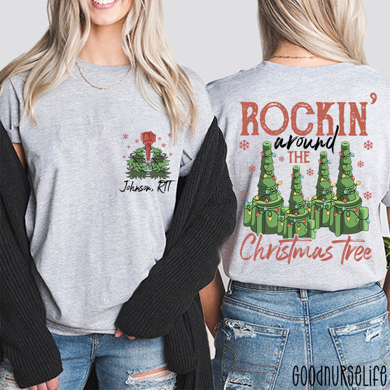 Personalized Rocking Around Christmas Tree Two Sided T-Shirt