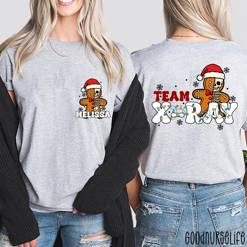Personalized Skeleton Gingerbread Team X-Ray Two Sided T-Shirt