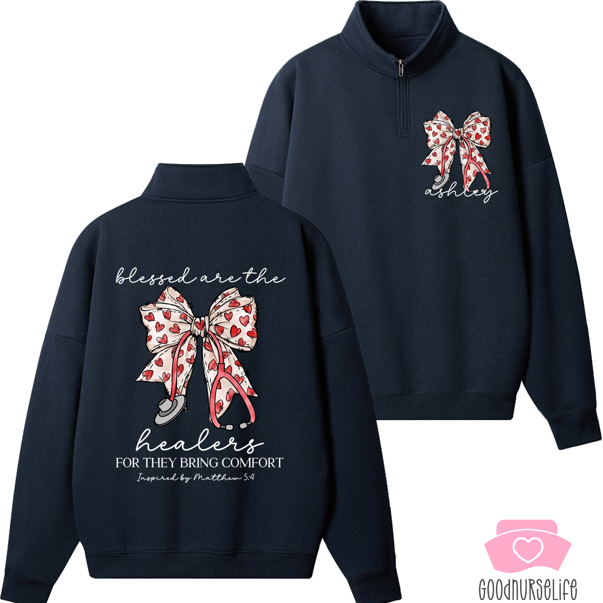 Personalized Blessed Are The Healers For They Bring Comfort Nurse Quarter Zip Sweatshirt