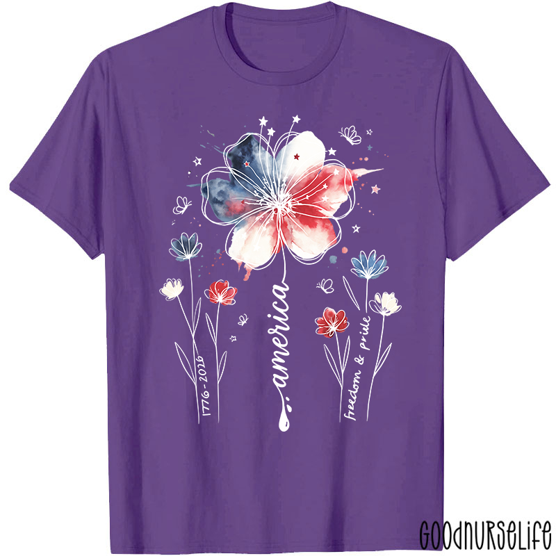 1776-2026 America Freedom And Pride Nurse T-Shirt