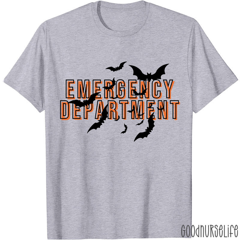 Halloween Bat Emergency Department Nurse T-Shirt