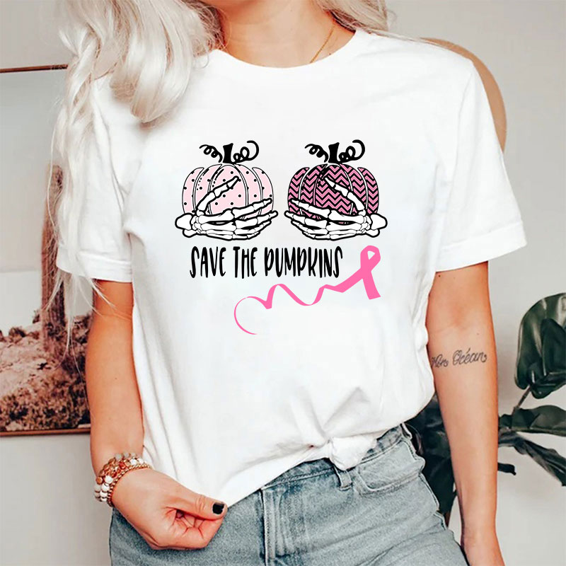 Halloween Save The Pumpkins Breast Cancer T-Shirt