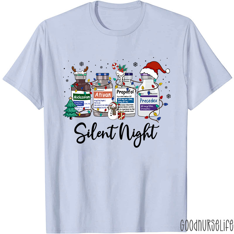 Silent Night Funny Medical Christmas Nurse T-shirt