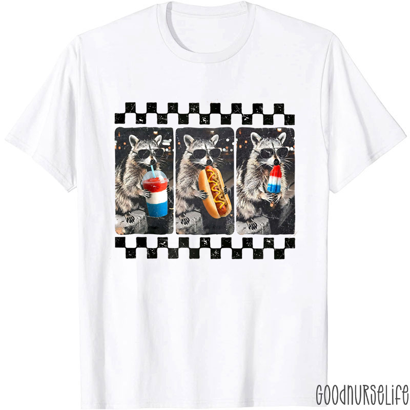 4th Of July Raccoon Nurse T-Shirt