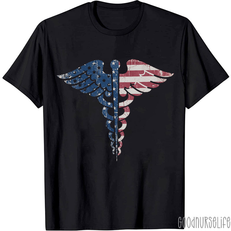 Caduceus  Independence Day Patriotic RN Nurse T-Shirt