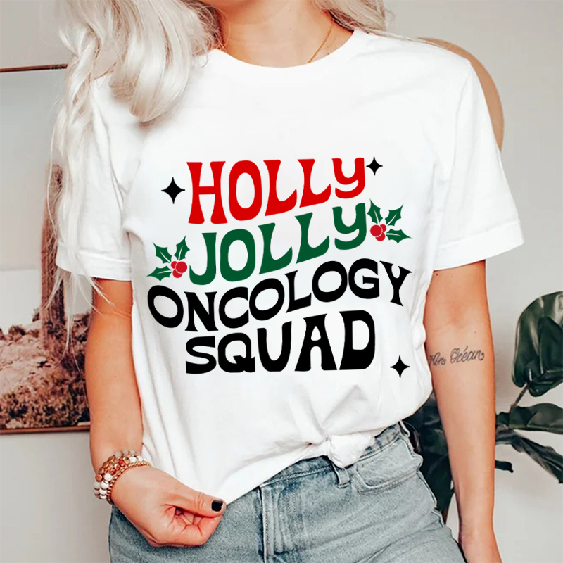 Personalized Holly Jolly Squad Nurse T-Shirt