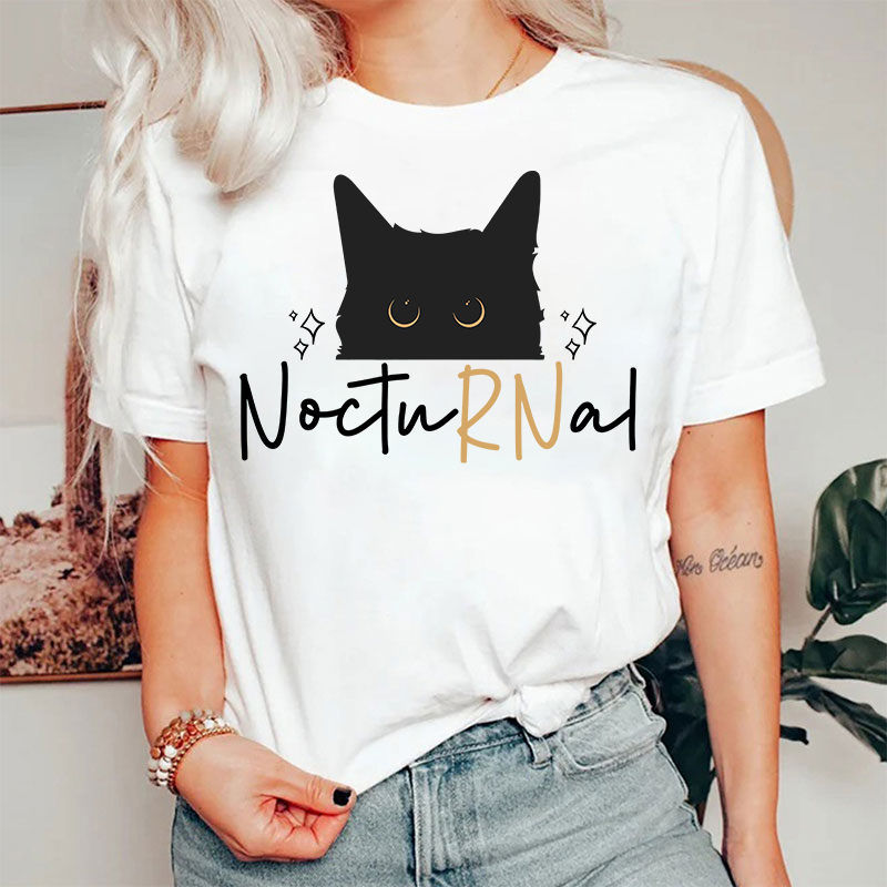 Black Cat Nocturnal Nurse T-Shirt