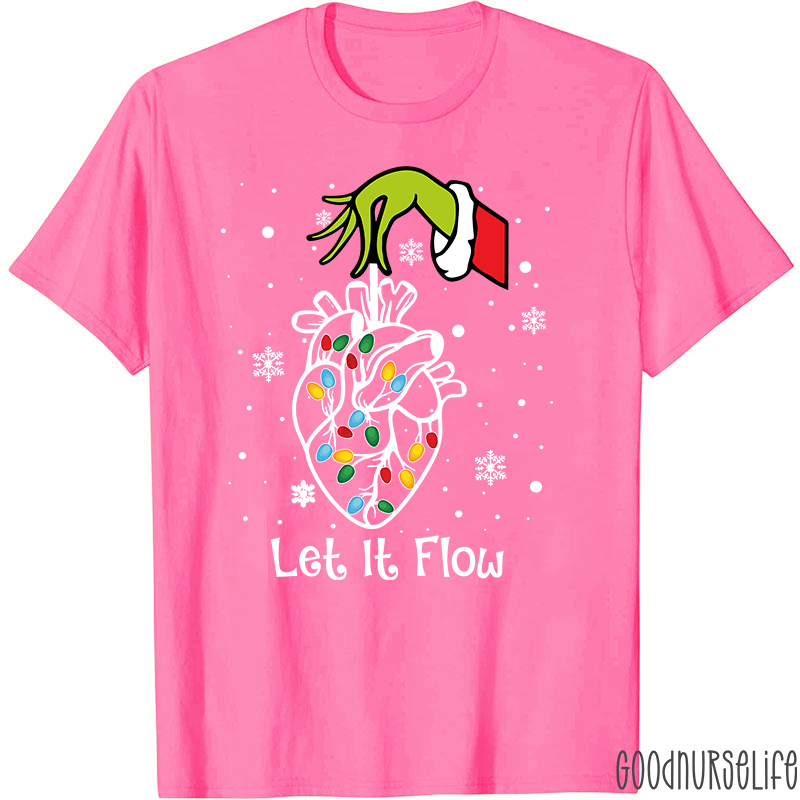 Cardiac Christmas Let It Flow Heart  Nurse T-Shirt
