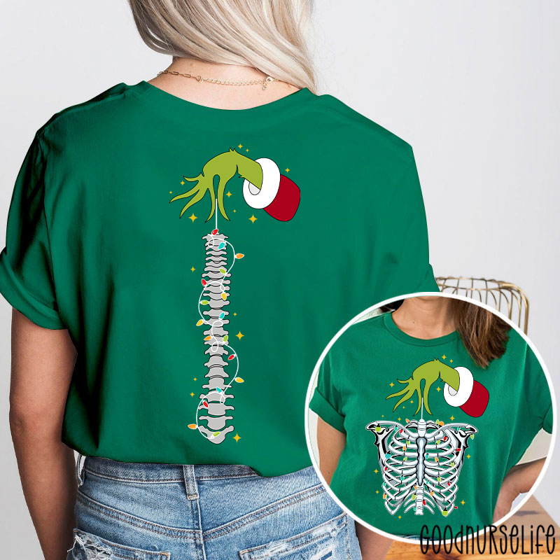 Hand With Festive Spine Lights Two Sided T-Shirt