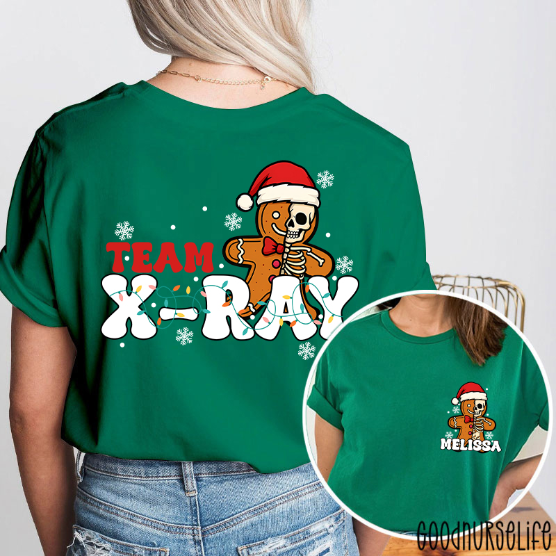Personalized Skeleton Gingerbread Team X-Ray Two Sided T-Shirt