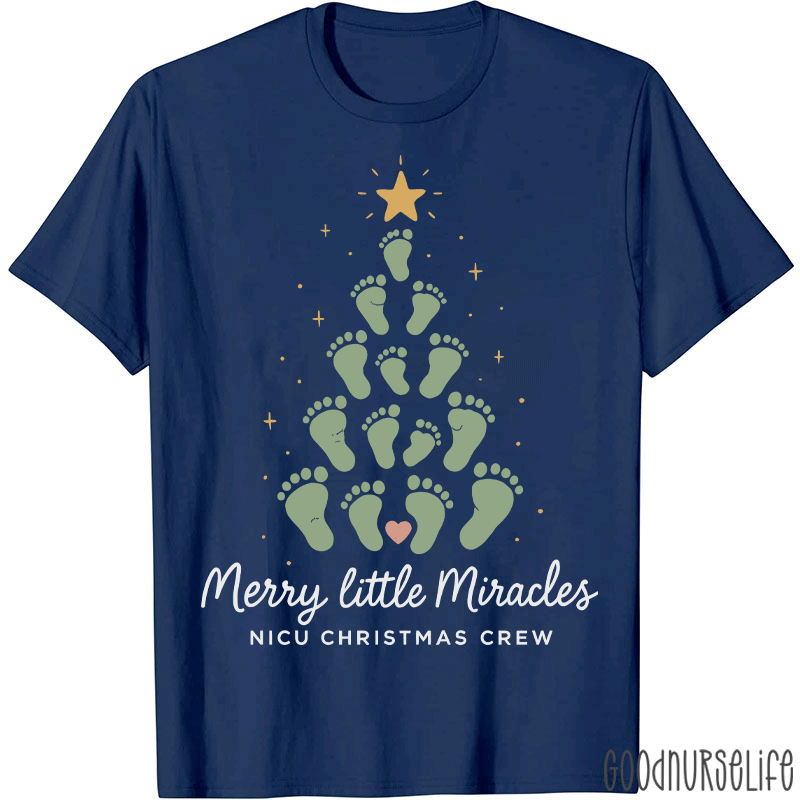 Merry Little Miracles Nicu Christmas Crew T-Shirt