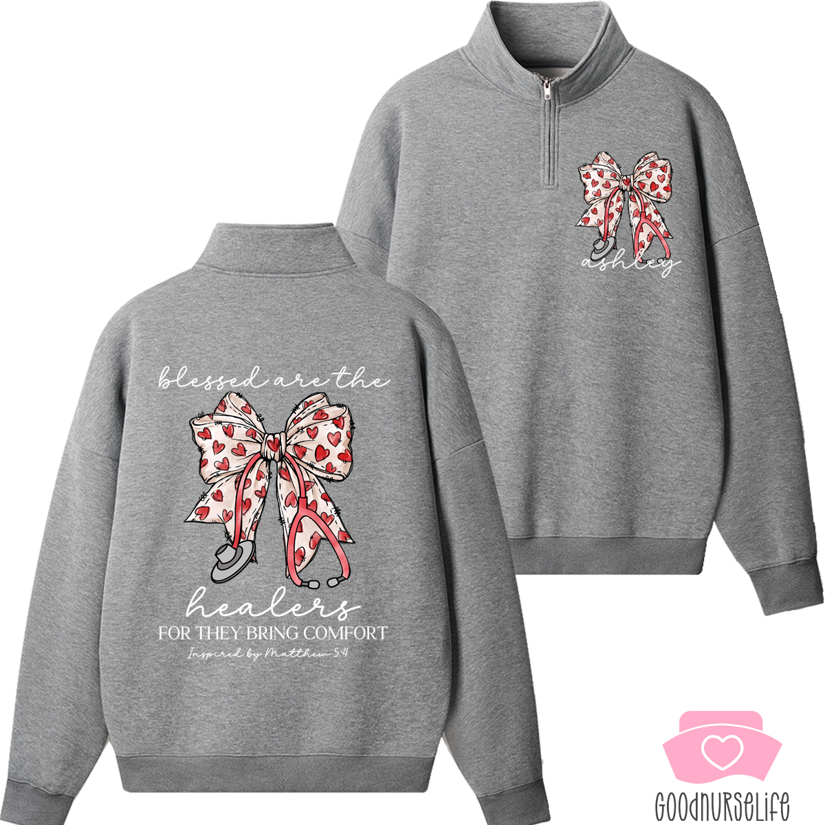 Personalized Blessed Are The Healers For They Bring Comfort Nurse Quarter Zip Sweatshirt